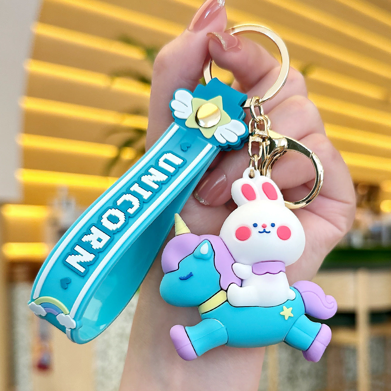 Wholesale Epoxy Pegasus Bunny Car Keychain